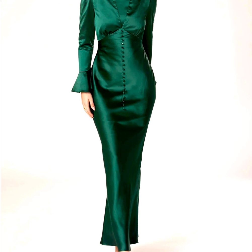 Emerald Satin Dress by Veiled Collection